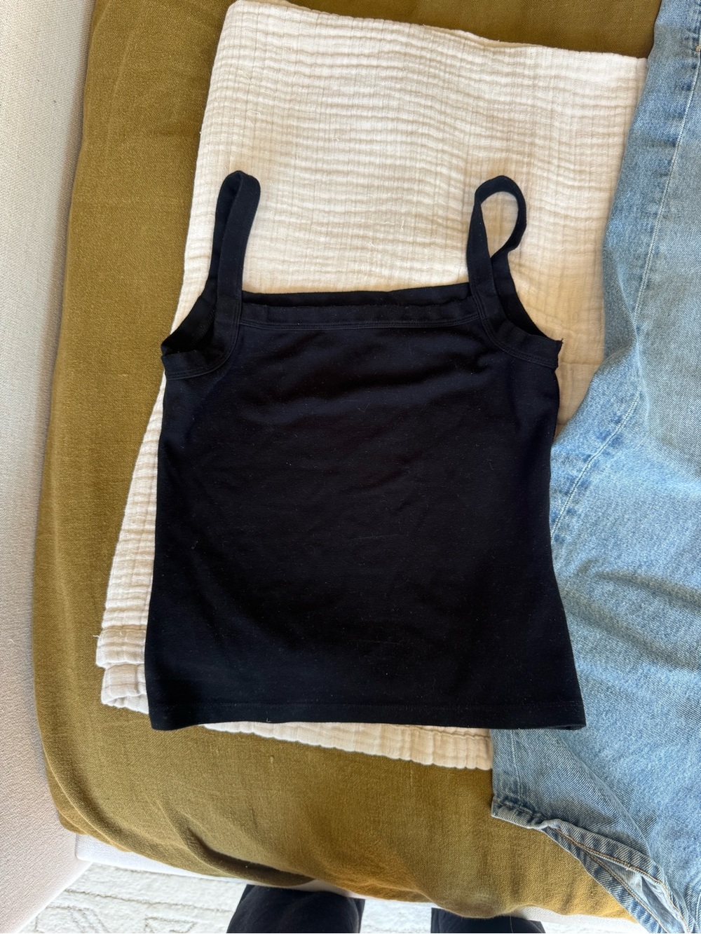 LESET Black Square-Neck Tank